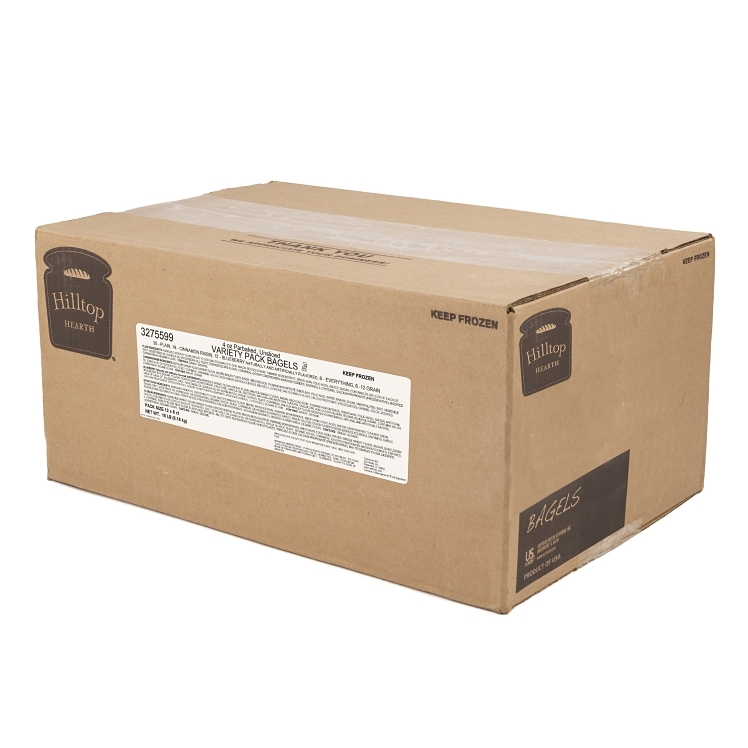HILLTOP HEARTH UNSLICED ASSORTED PARBAKED BAGELS 6 CT 12/CS