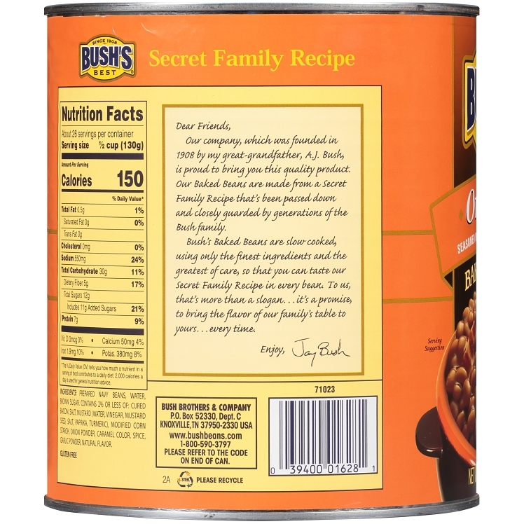 BUSH'S BEST BAKED ORIGINAL SHELF STABLE CANNED BEANS