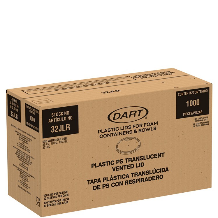 DART 32 OZ TRANSLUCENT PLASTIC FLAT VENTED LID