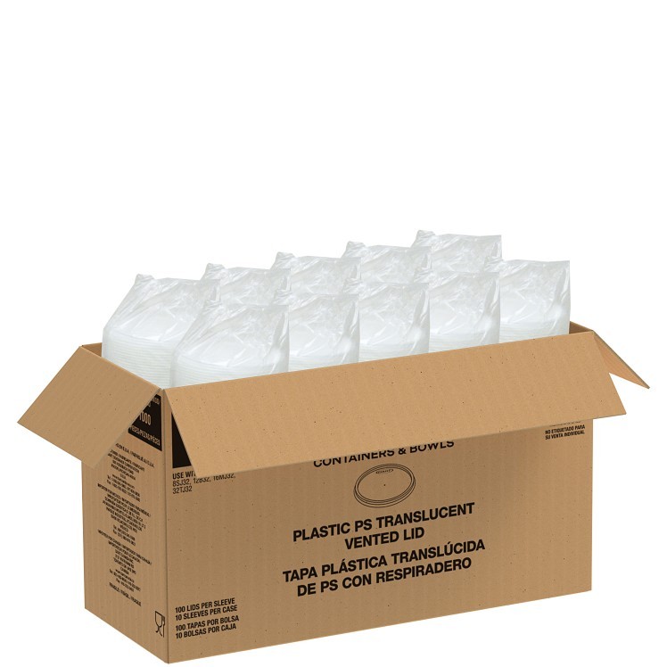 DART 32 OZ TRANSLUCENT PLASTIC FLAT VENTED LID