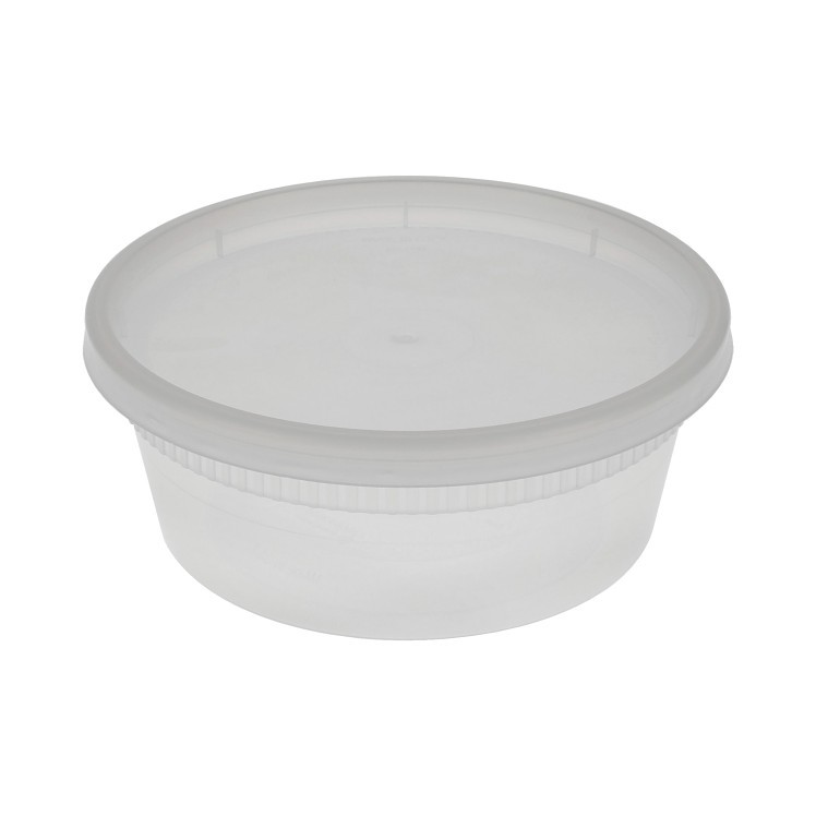 MONOGRAM CONTAINER 8 OZ ROUND 1 COMPARTMENT POLYPROPYLENE DELI WITH LID CLEAR