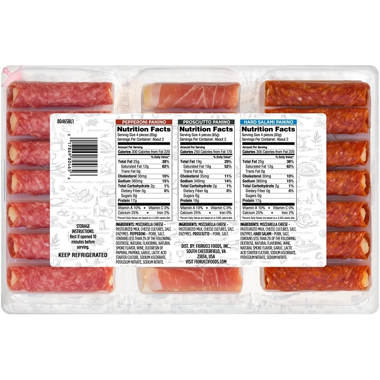 FIORUCCI PANINO ASSORTMENT, PEPPERONI, PROSCIUTTO AND HARD SALAMI