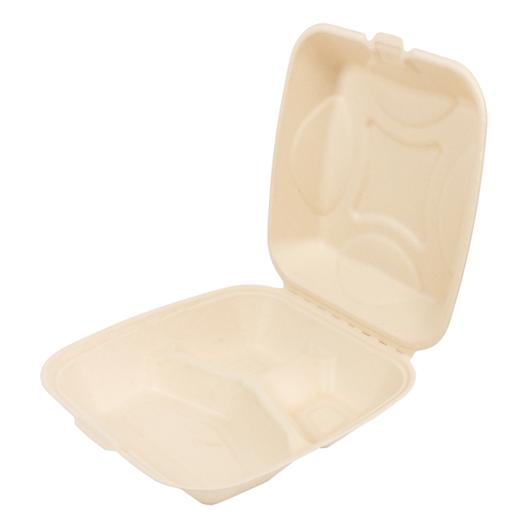 PRIMEWARE 9 X 9 3 COMPARTMENT MOLDED FIBER CONTAINER PFAS-FREE