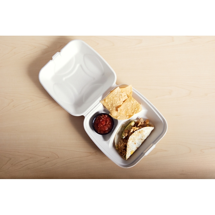 PRIMEWARE 9 X 9 3 COMPARTMENT MOLDED FIBER CONTAINER PFAS-FREE