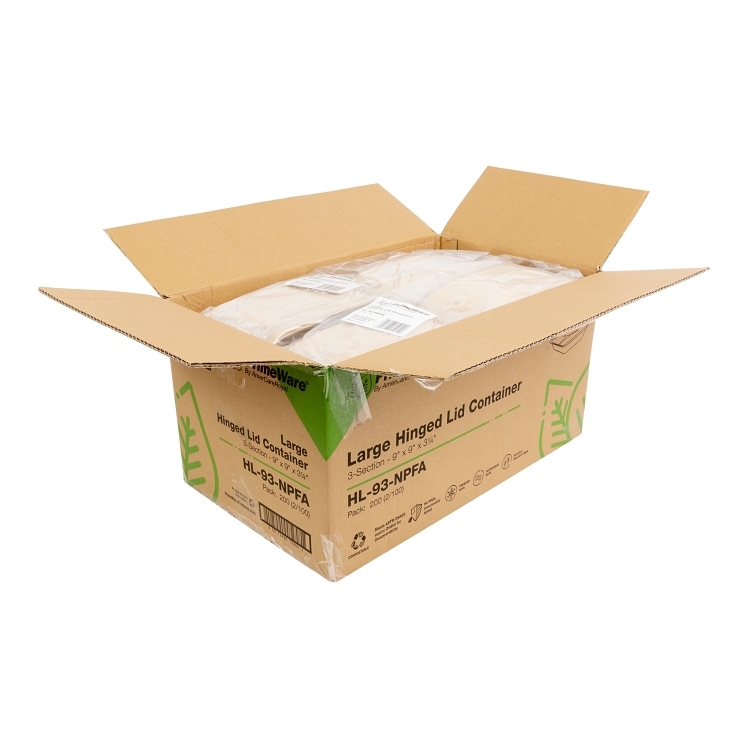 PRIMEWARE 9 X 9 3 COMPARTMENT MOLDED FIBER CONTAINER PFAS-FREE