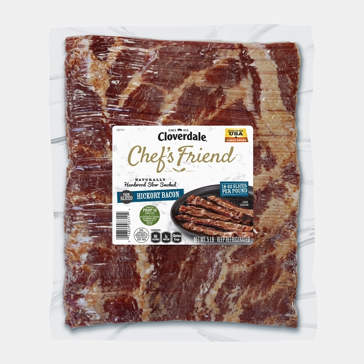 CLOVERDALE MEATS CHEF'S FRIEND BACON PORK 18-22 COUNT SLICED SLAB