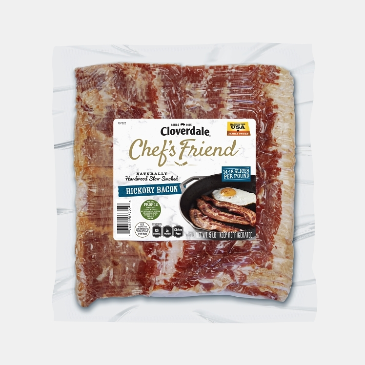 CLOVERDALE MEATS CHEF'S FRIEND PORK BACON 14-18 COUNT SLICED SLAB