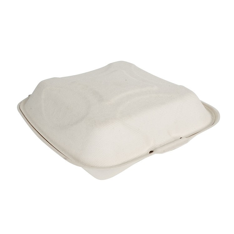 ECOSYSTEMS 9X9 1 CPMT KRAFT MOLDED FIBER HINGED CONTAINER