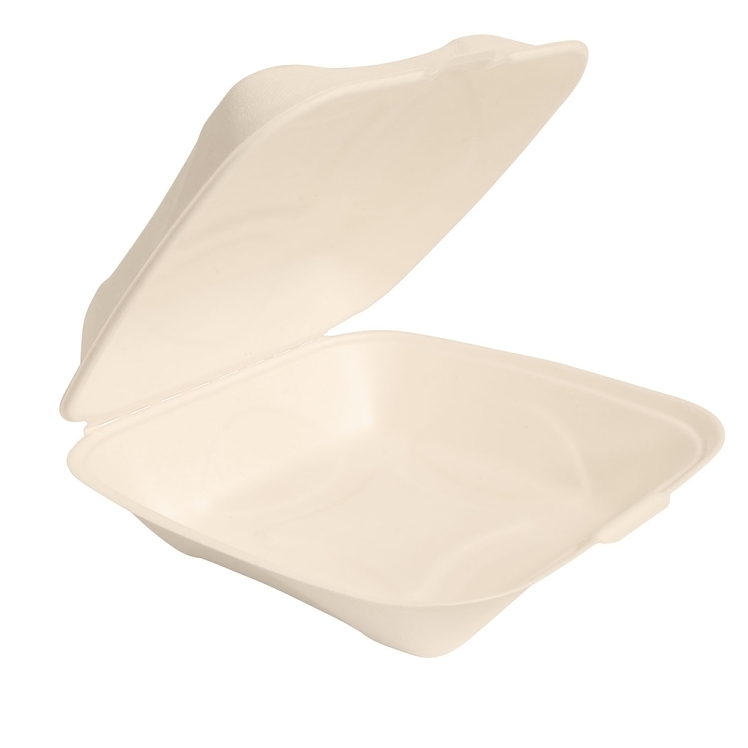 ECOSYSTEMS 9X9 1 CPMT KRAFT MOLDED FIBER HINGED CONTAINER