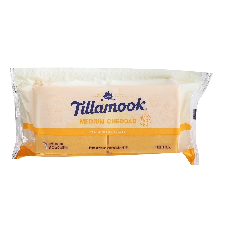 TILLAMOOK MEDIUM YELLOW CHEDDAR CHEESE SLICES .75 OZ