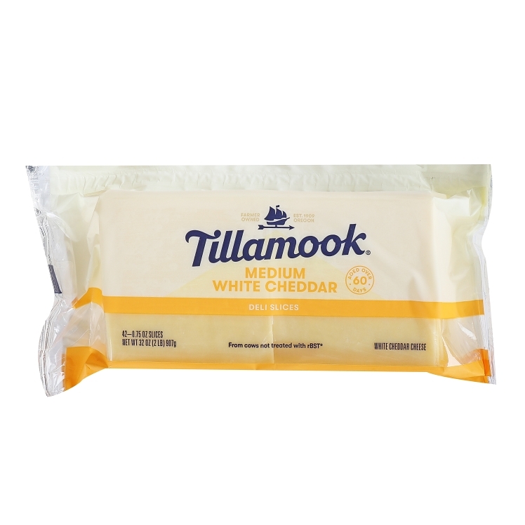 TILLAMOOK MEDIUM WHITE CHEDDAR CHEESE SLICES .75 OZ