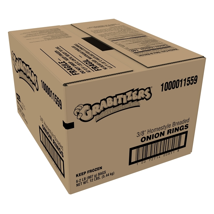 GRABITIZER ONION RING BREADED 3/8 HOMESTYLE RAW FROZEN