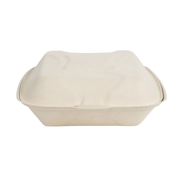 ECOSYSTEMS 9X9 3 CPMT KRAFT MOLDED FIBER HINGED CONTAINER