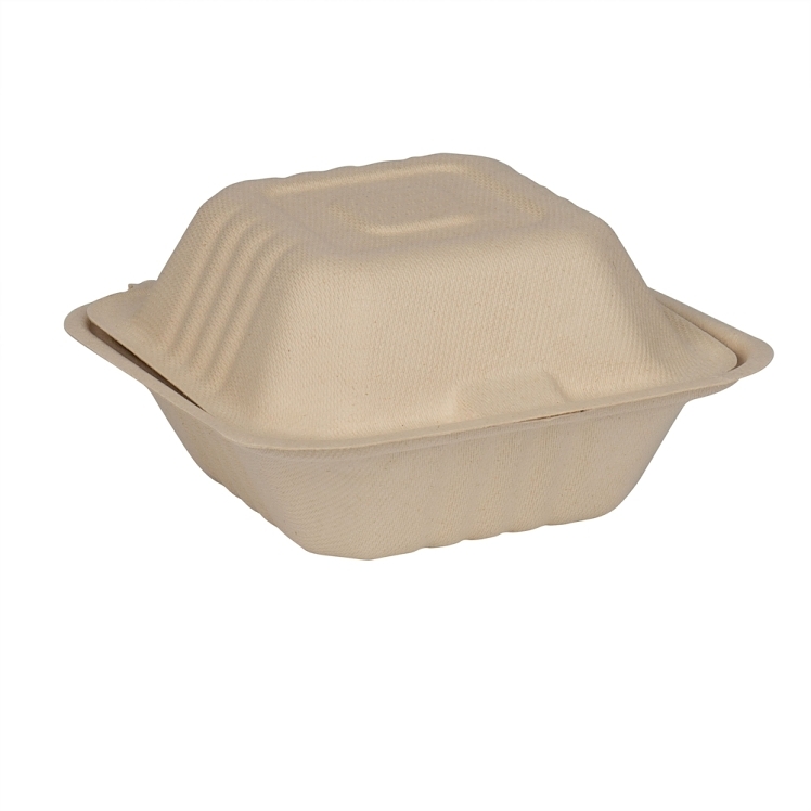 ECOSYSTEMS 6X6 1 CPMT KRAFT MOLDED FIBER HINGED CONTAINER