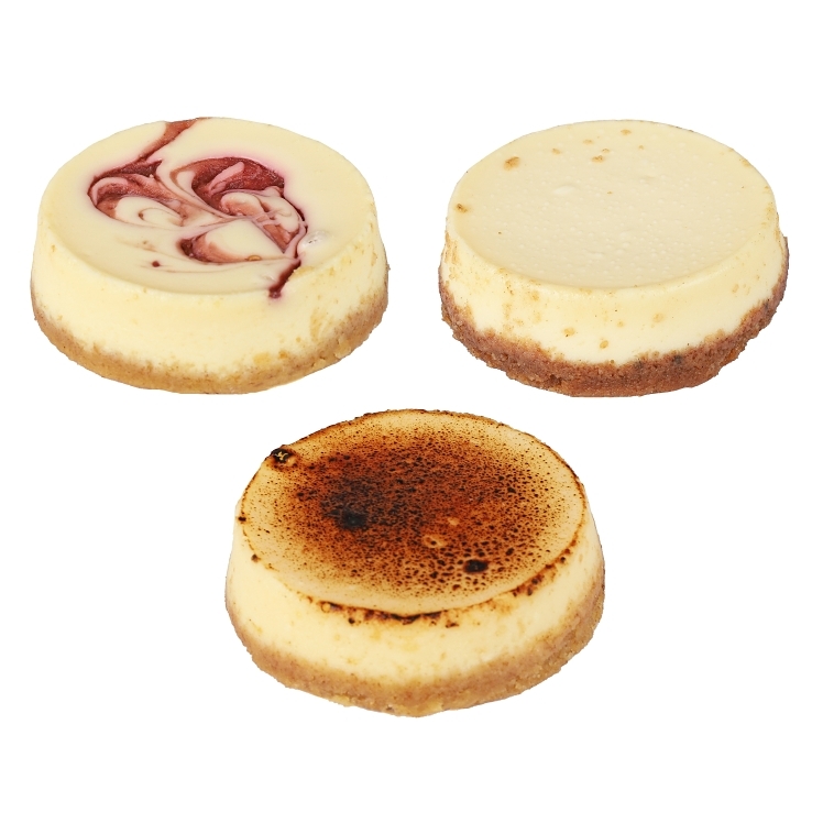 CHUCKANUT BAY ASSORTED MINI CHEESE CAKES 3 INCHES FROZEN