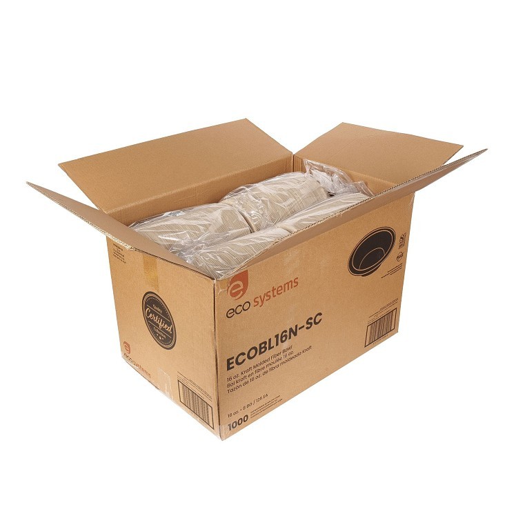 ECOSYSTEMS 16OZ KRAFT MOLDED FIBER BOWL