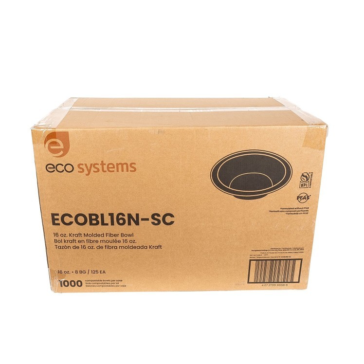 ECOSYSTEMS 16OZ KRAFT MOLDED FIBER BOWL