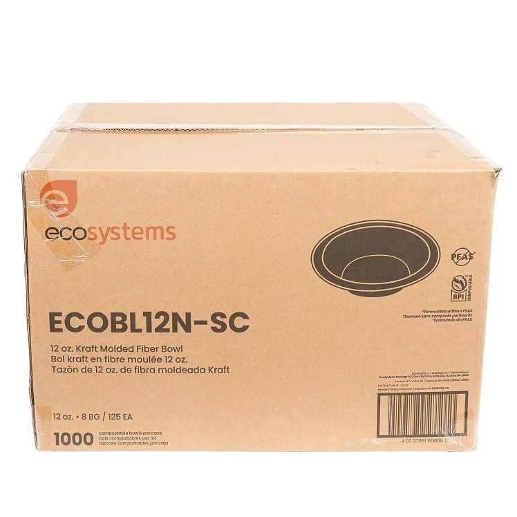 ECOSYSTEMS 12OZ KRAFT MOLDED FIBER BOWL
