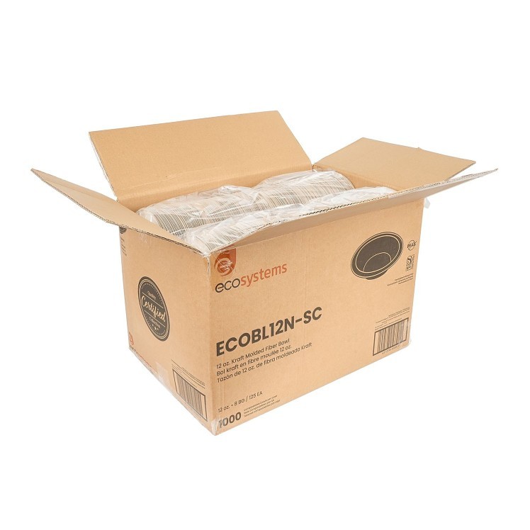 ECOSYSTEMS 12OZ KRAFT MOLDED FIBER BOWL