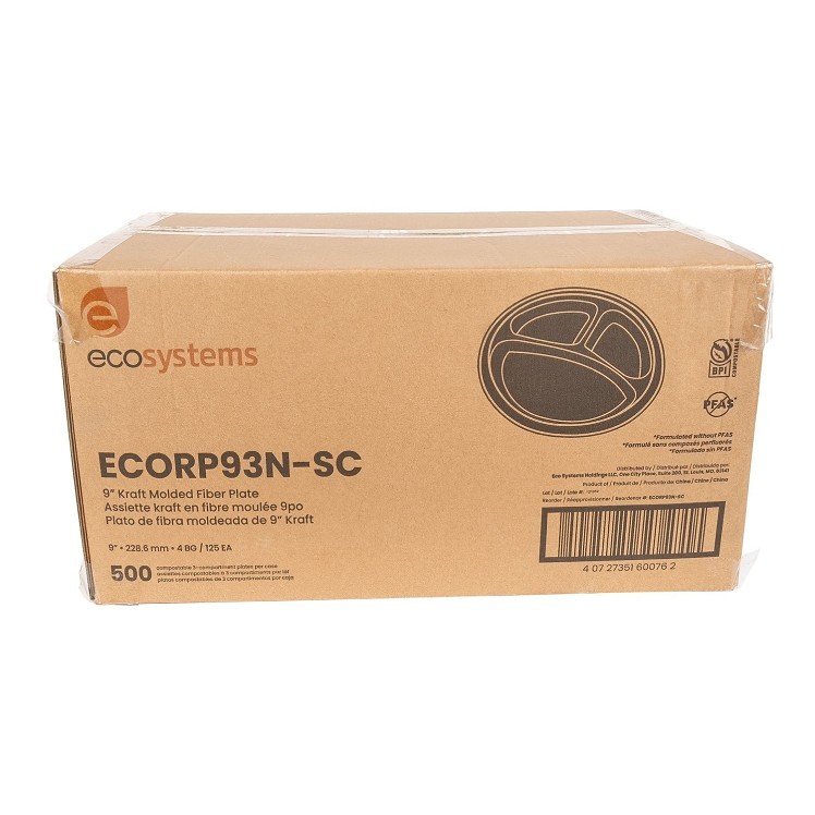 ECOSYSTEMS 9 3 MOLDED FIBER 3-COMPARTMENT PLATE