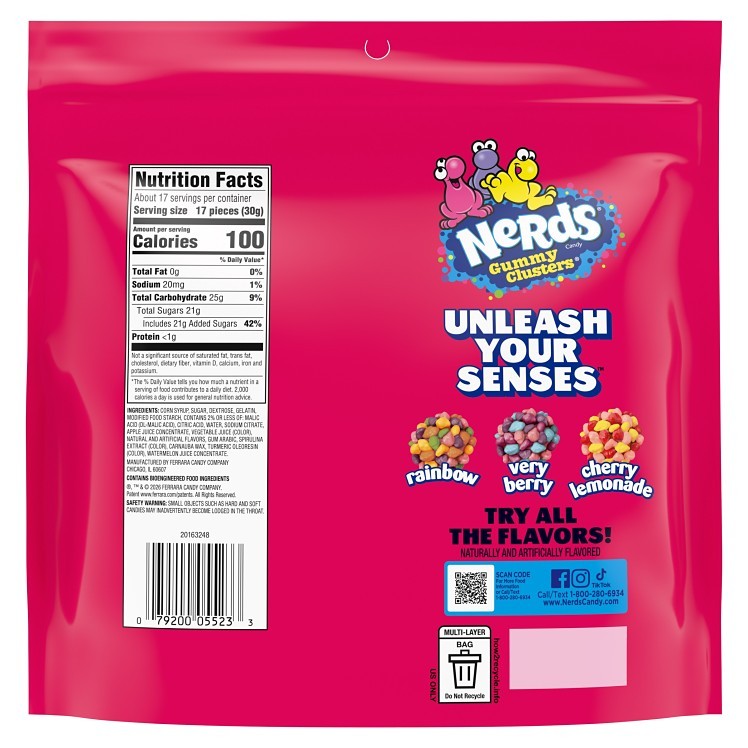 NERDS GUMMY CLUSTERS RAINBOW FAMILY SIZE 5/18.5OZ DRC