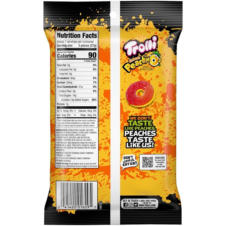 TROLLI PEACHIE-O 8/6.3 OZ