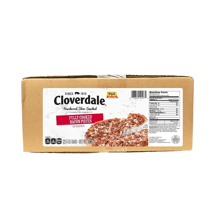 CLOVERDALE FULLY COOKED BACON PIECES HARDWOOD SLOW SMOKED