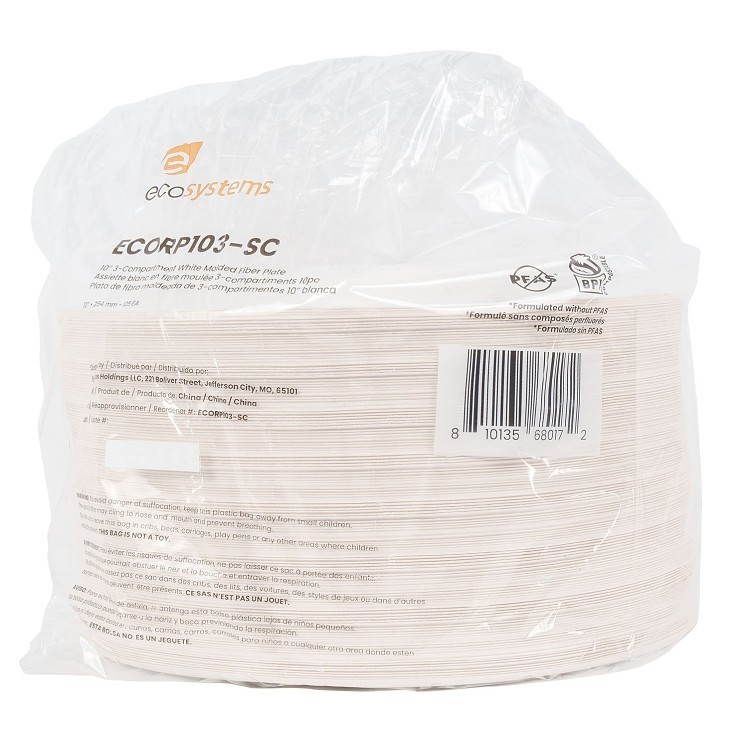 ECOSYSTEMS 10  3 CMPT WHITE MOLDED FIBER PLATE