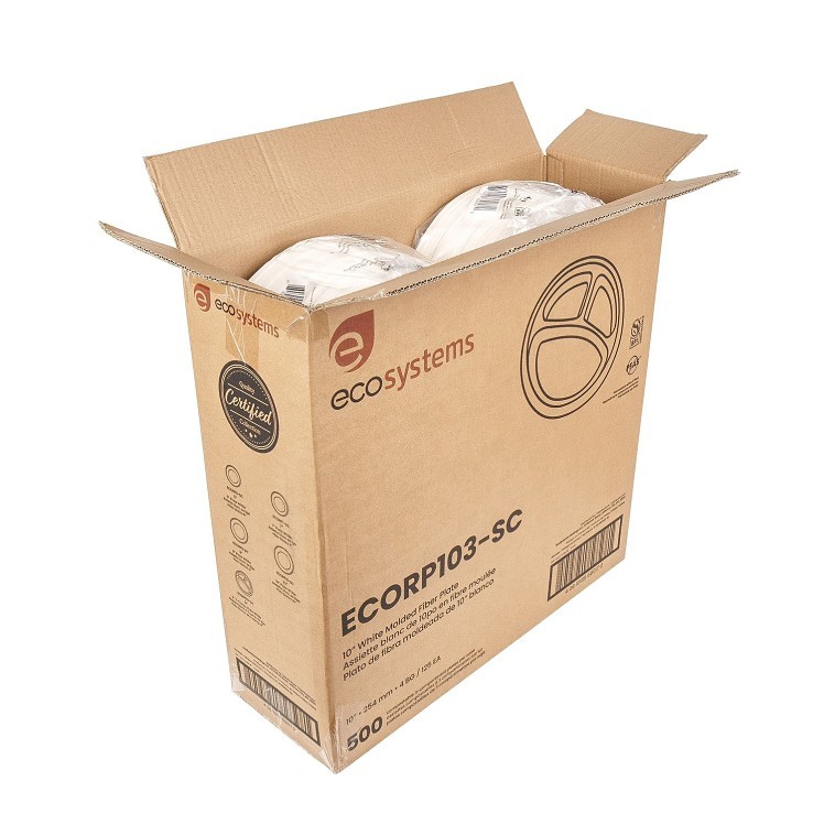 ECOSYSTEMS 10  3 CMPT WHITE MOLDED FIBER PLATE
