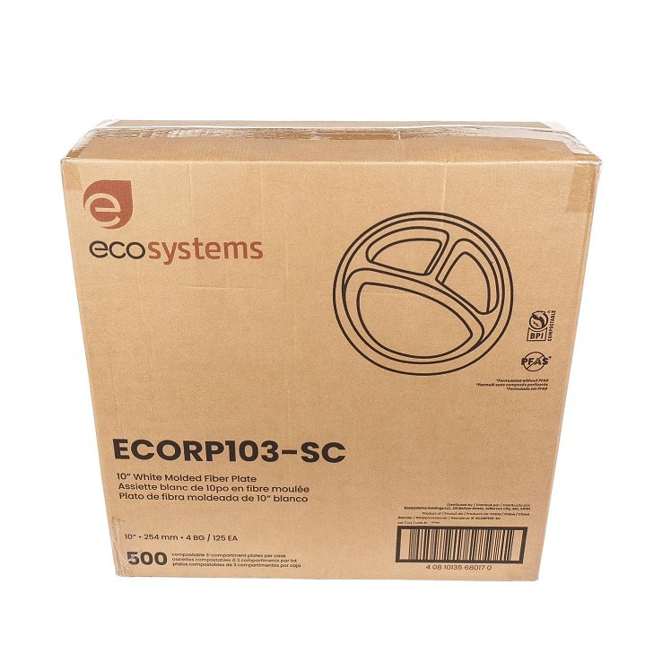 ECOSYSTEMS 10  3 CMPT WHITE MOLDED FIBER PLATE