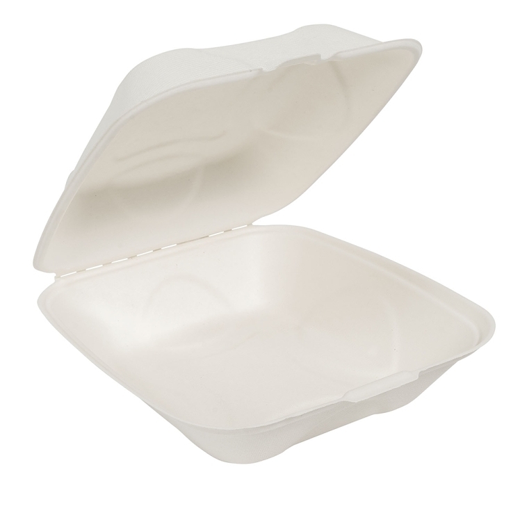 ECOSYSTEMS 8X8 1 CPMT WHITE MOLDED FIBER HINGED CONTAINER