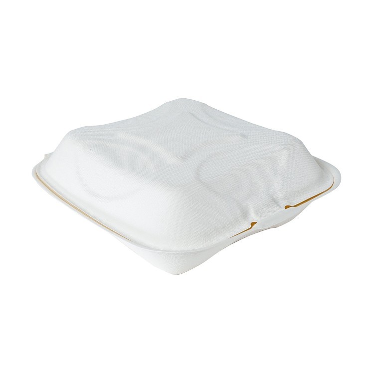 ECOSYSTEMS 9X9 1 CPMT WHITE MOLDED FIBER HINGED CONTAINER