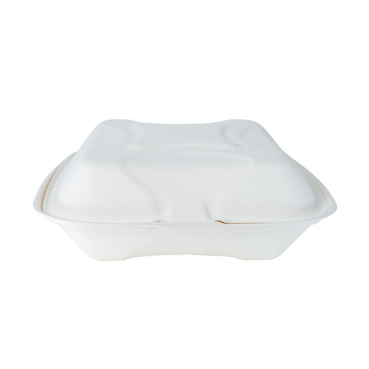 ECOSYSTEMS 9X9 1 CPMT WHITE MOLDED FIBER HINGED CONTAINER