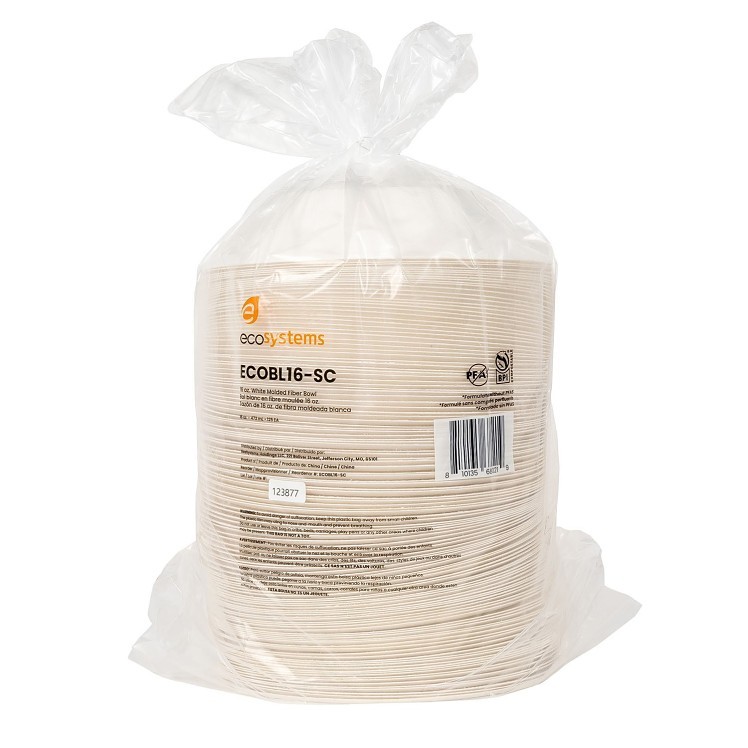 ECOSYSTEMS 16OZ WHITE MOLDED FIBER BOWL