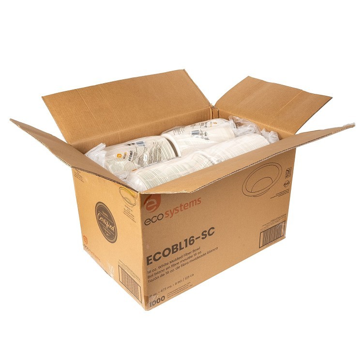 ECOSYSTEMS 16OZ WHITE MOLDED FIBER BOWL