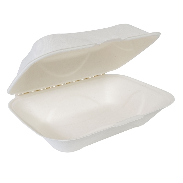 ECOSYSTEMS 9X6 1 CPMT WHITE MOLDED FIBER HINGED CONTAINER