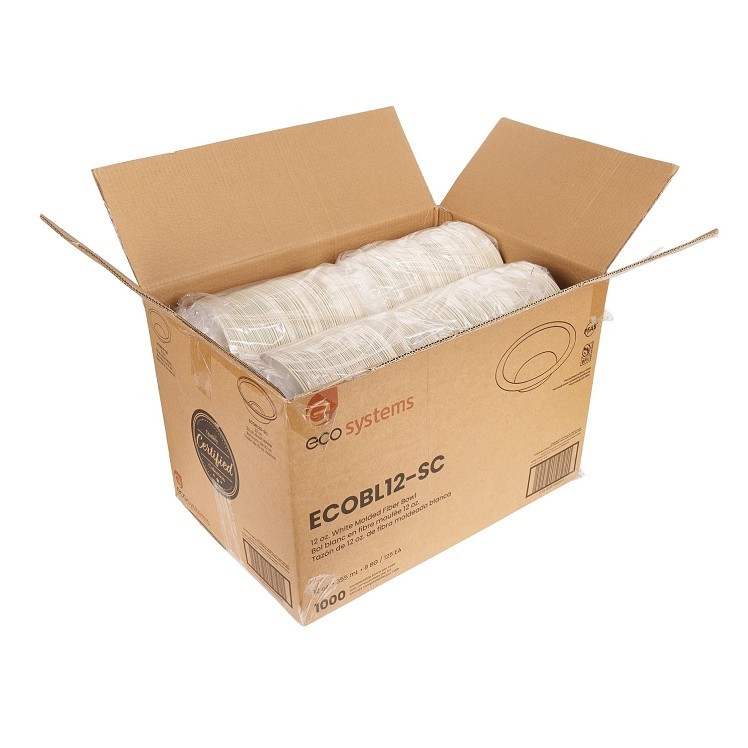 ECOSYSTEMS 12OZ WHITE MOLDED FIBER BOWL