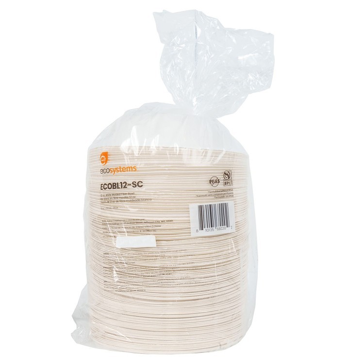ECOSYSTEMS 12OZ WHITE MOLDED FIBER BOWL