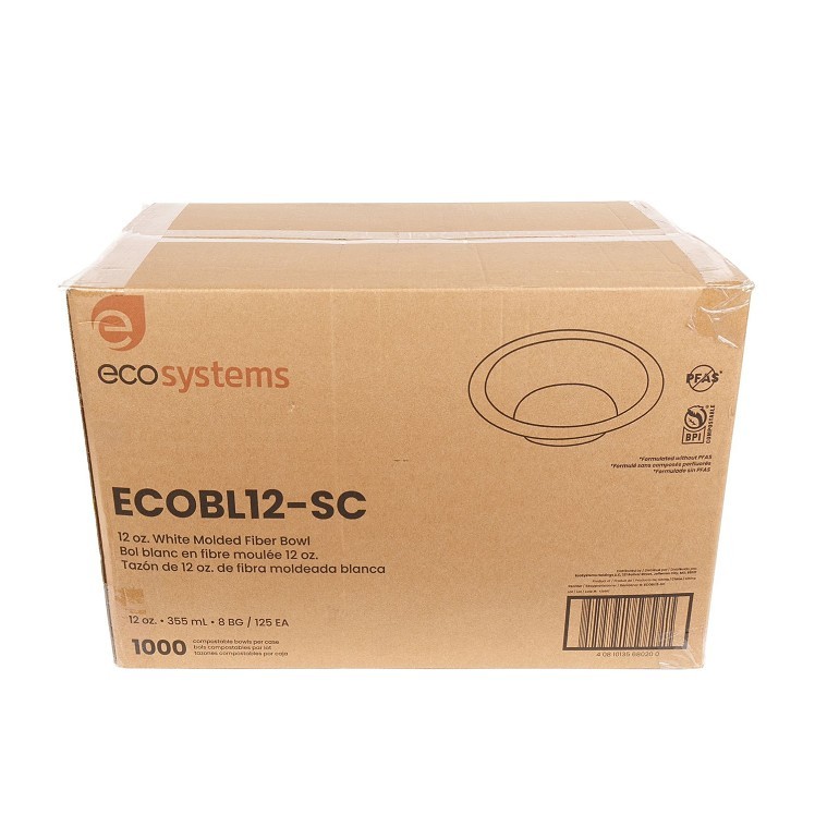 ECOSYSTEMS 12OZ WHITE MOLDED FIBER BOWL