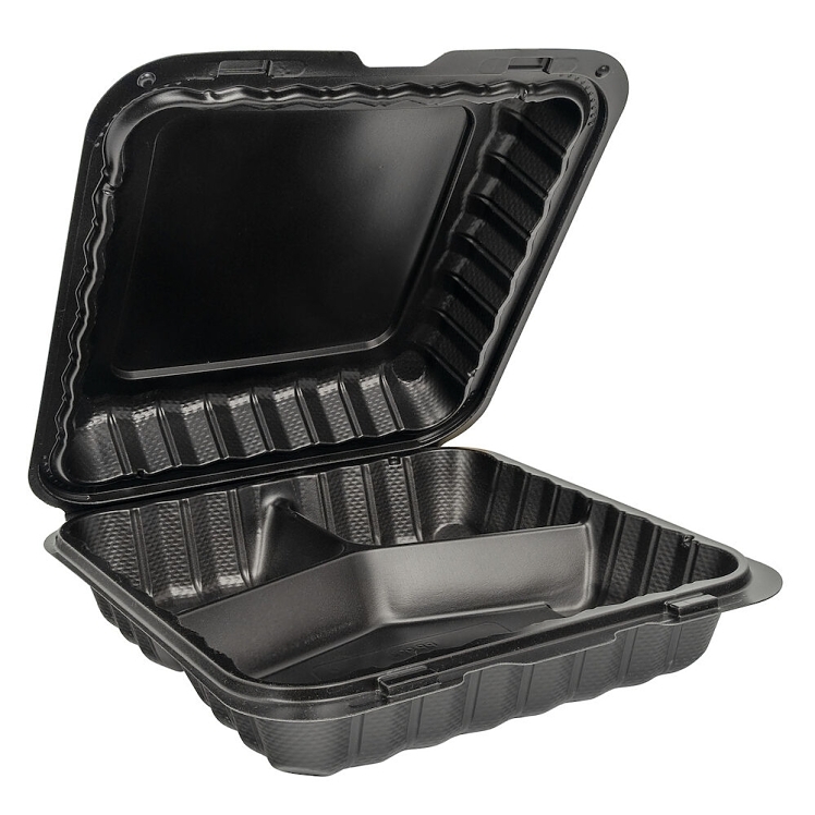 ECOSYSTEMS 9x9 3 CPMT MFPP BLACK HINGED CONTAINER