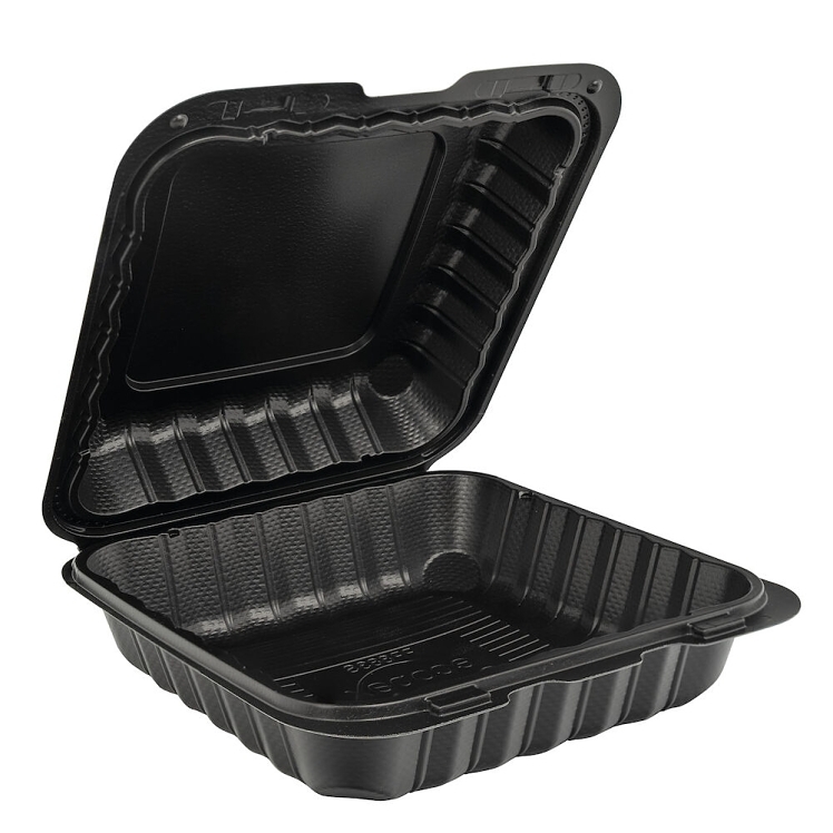 ECOSYSTEMS 8x8 1 CPMT MFPP BLACK HINGED CONTAINER