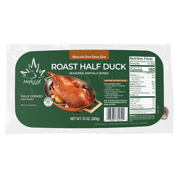 MAPLE LEAF COOKED HALF DUCK 10 OZ FZN