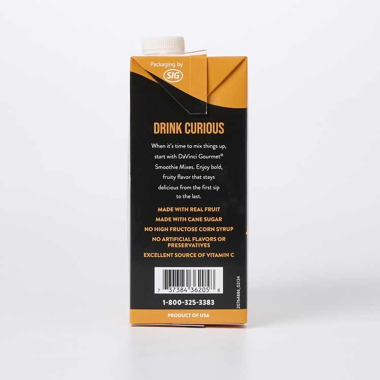 DAVINCI SMOOTHIE PEACH CARTON SHELF STABLE