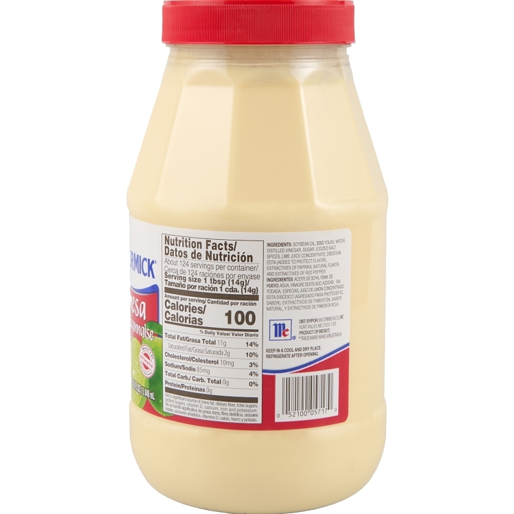 MCCORMICK MAYONESA (MAYONNAISE) WITH LIME JUICE 62.5 OZ
