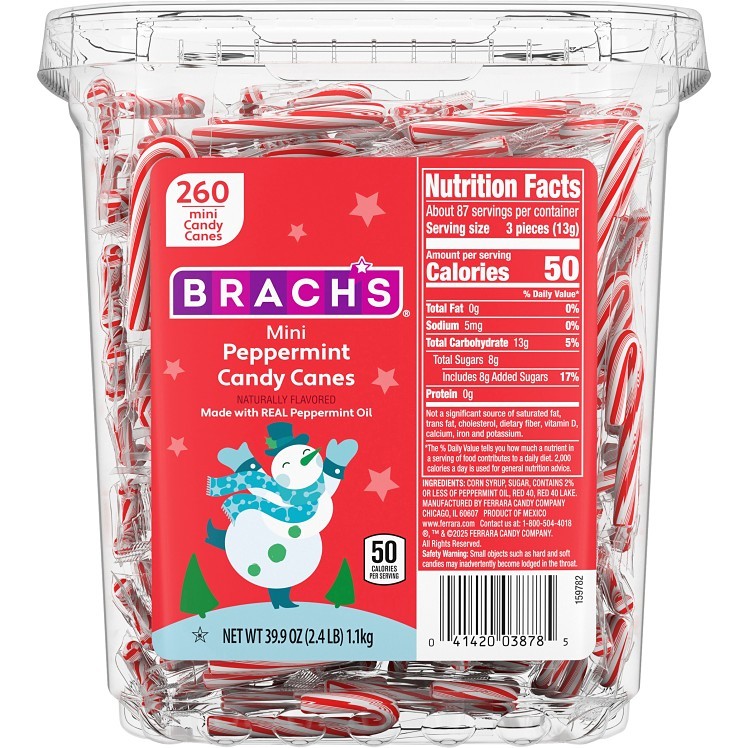 BRACH'S MINI PEPPERMINT CANDY CANES 39.9OZ