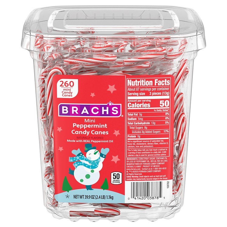 BRACH'S MINI PEPPERMINT CANDY CANES 39.9OZ