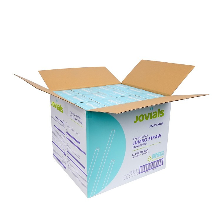 JOVIALS JUMBO CLEAR STRAW 7.75 BOXED UNWRAPPED
