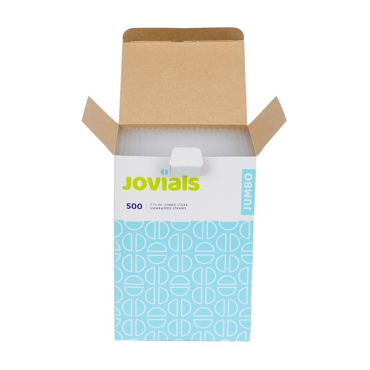 JOVIALS JUMBO CLEAR STRAW 7.75 BOXED UNWRAPPED