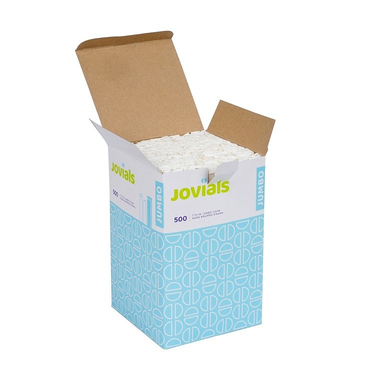 JOVIALS JUMBO CLEAR STRAW 7.75 BOXED - PAPER WRAPPED