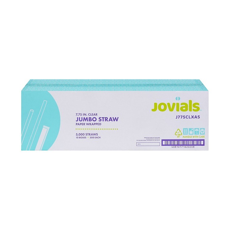JOVIALS JUMBO CLEAR STRAW 7.75 BOXED - PAPER WRAPPED